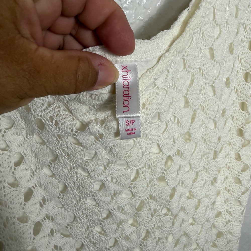 Xhilaration Ivory Crochet High Low Maxi Dress Sleeveless Boho Cream Small - Picture 4 of 8